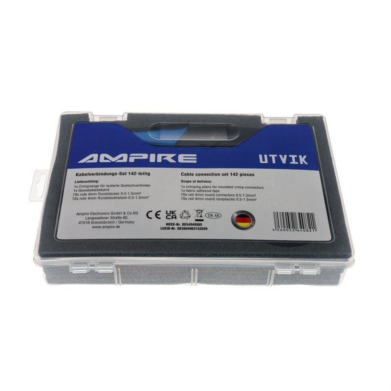 AMPIRE Kabelverbindungs-Set 192-teilig, inklusive Crimpzange