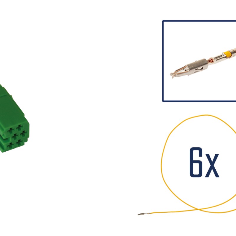 Reparatursatz Stecker 6 polig für MINI ISO Steckergehäuse grün