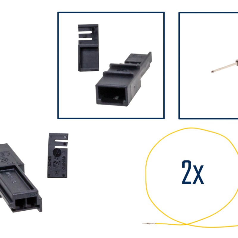 Reparatursatz Stecker 2 polig Stiftgehäuse VW 8E0 972 763 für VW Audi Seat Skoda