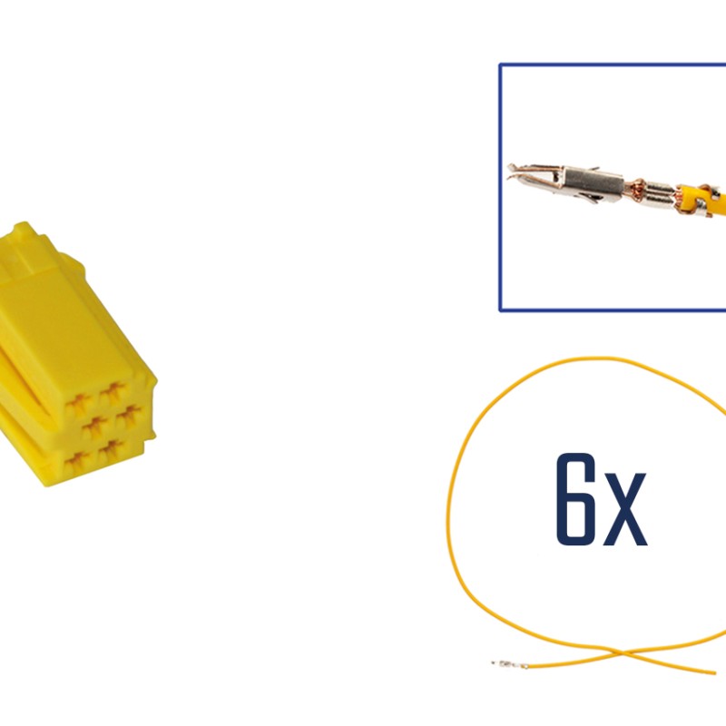 Reparatursatz Stecker 6 polig für MINI ISO Steckergehäuse gelb