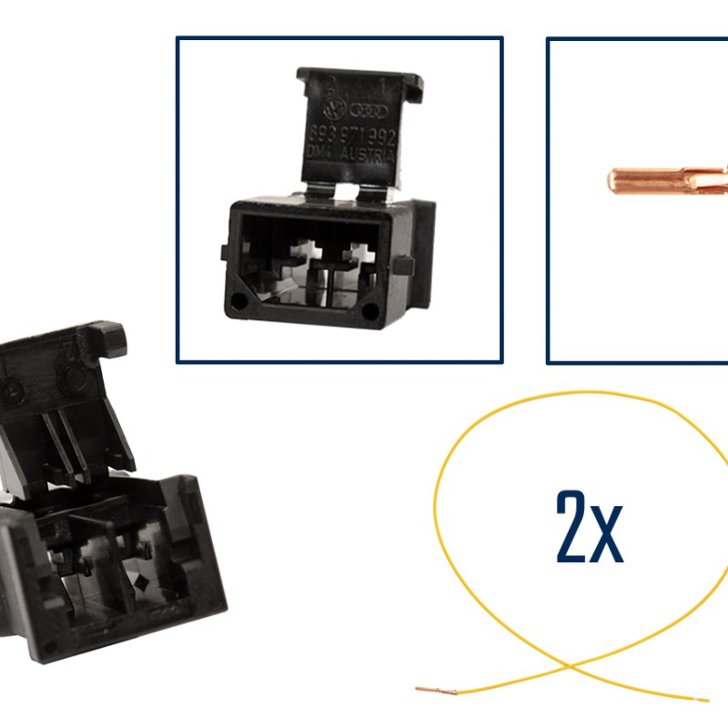 Reparatursatz Stecker 2 polig 893 971 992 Flachsteckergehäuse für VW Audi Seat Skoda