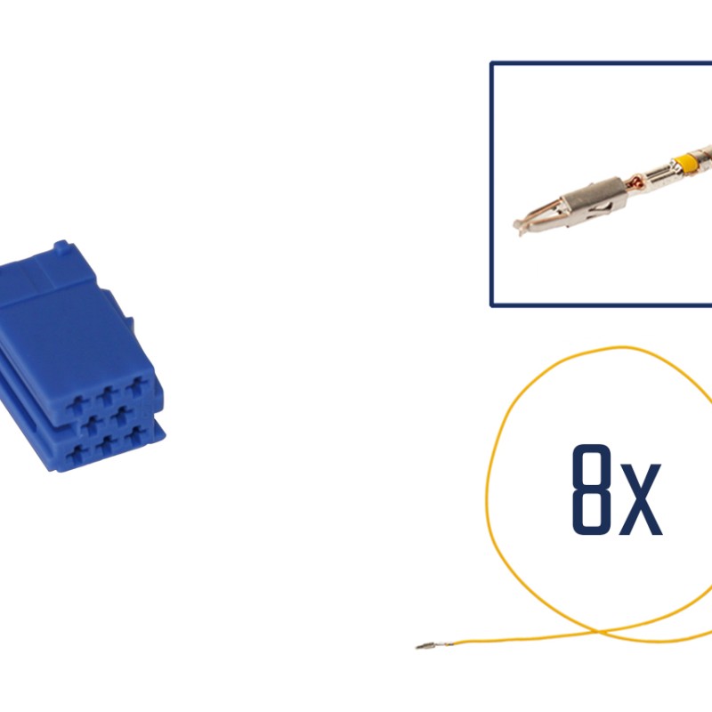 Reparatursatz Stecker 8 polig für MINI ISO Steckergehäuse blau