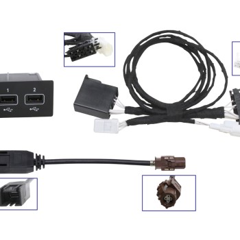 Komplettset Multimedia USB Buchse bei Nachrüstung Media Connect für Smart Fortwo/Forfour 453